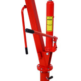 Hydraulic Pickup Truck Crane with Hand Winch Bed Hoist Jib 2000-Lb. Capacity Red