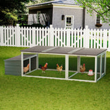 85.6" Large Wooden Walk - in Chicken Coop with Nesting Box & Weatherproof Asphalt Roof Secure Locks Metal Mesh Run - Fab Heavy Parts