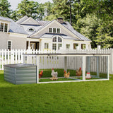 85.6" Large Wooden Walk - in Chicken Coop with Nesting Box & Weatherproof Asphalt Roof Secure Locks Metal Mesh Run - Fab Heavy Parts