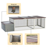85.6" Large Wooden Walk - in Chicken Coop with Nesting Box & Weatherproof Asphalt Roof Secure Locks Metal Mesh Run - Fab Heavy Parts