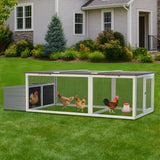 85.6" Large Wooden Walk - in Chicken Coop with Nesting Box & Weatherproof Asphalt Roof Secure Locks Metal Mesh Run - Fab Heavy Parts