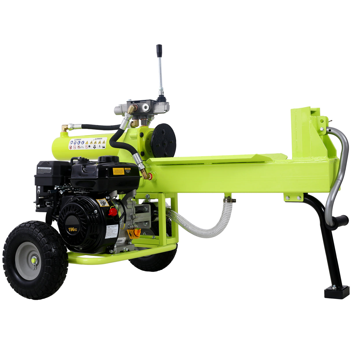 Log Splitter Portable 20 Ton Auto Return Ram System 7HP Engine Horizontal Full Beam Steel Wedge Firewood Splitting Forestry Harvesting EPA Compliant--Green