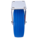 4PCS 10IN X-Large Flat Free Caster Wheel (2PCS Swivel+2PCS Rigid) Swivel Plate Steel Hub with Ball Bearings 5/8-Inch Bore Centered Axle Blue