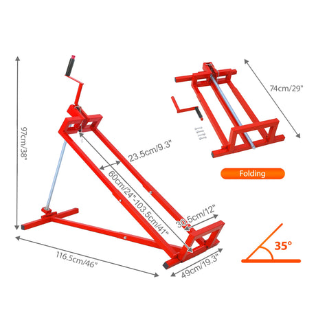 880 Lbs Heavy Duty Steel Riding Mower Lift Jack Foldable Telescopic Maintenance with Manual & Power Tool Handle - Fab Heavy Parts