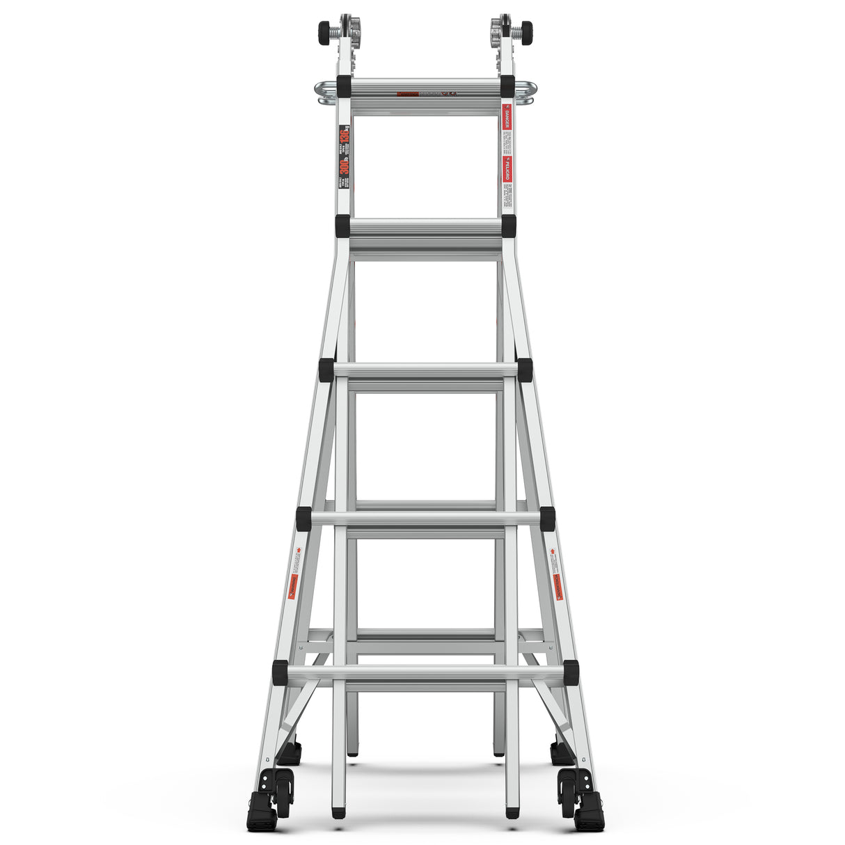 Aluminum Multi-Position Ladder with Wheels 300 lbs Weight Rating 22 FT--Metallic Grey