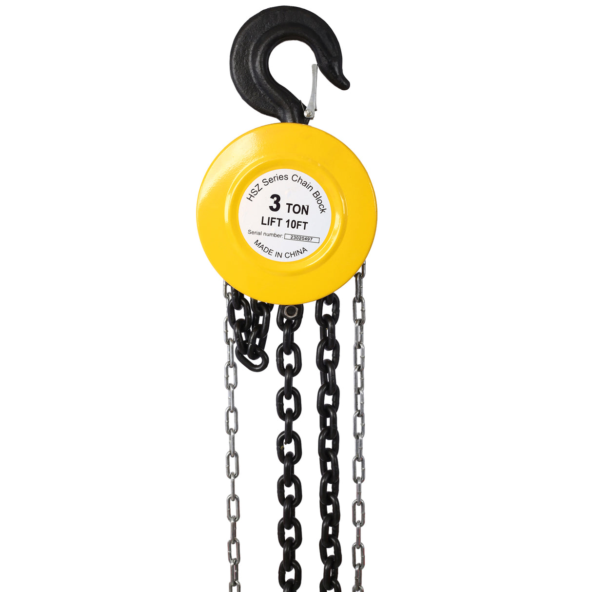 Chain Hoist 11000lbs 5T Capacity 10ft with 2 Heavy Duty Hooks Manual Steel Construction--Yellow