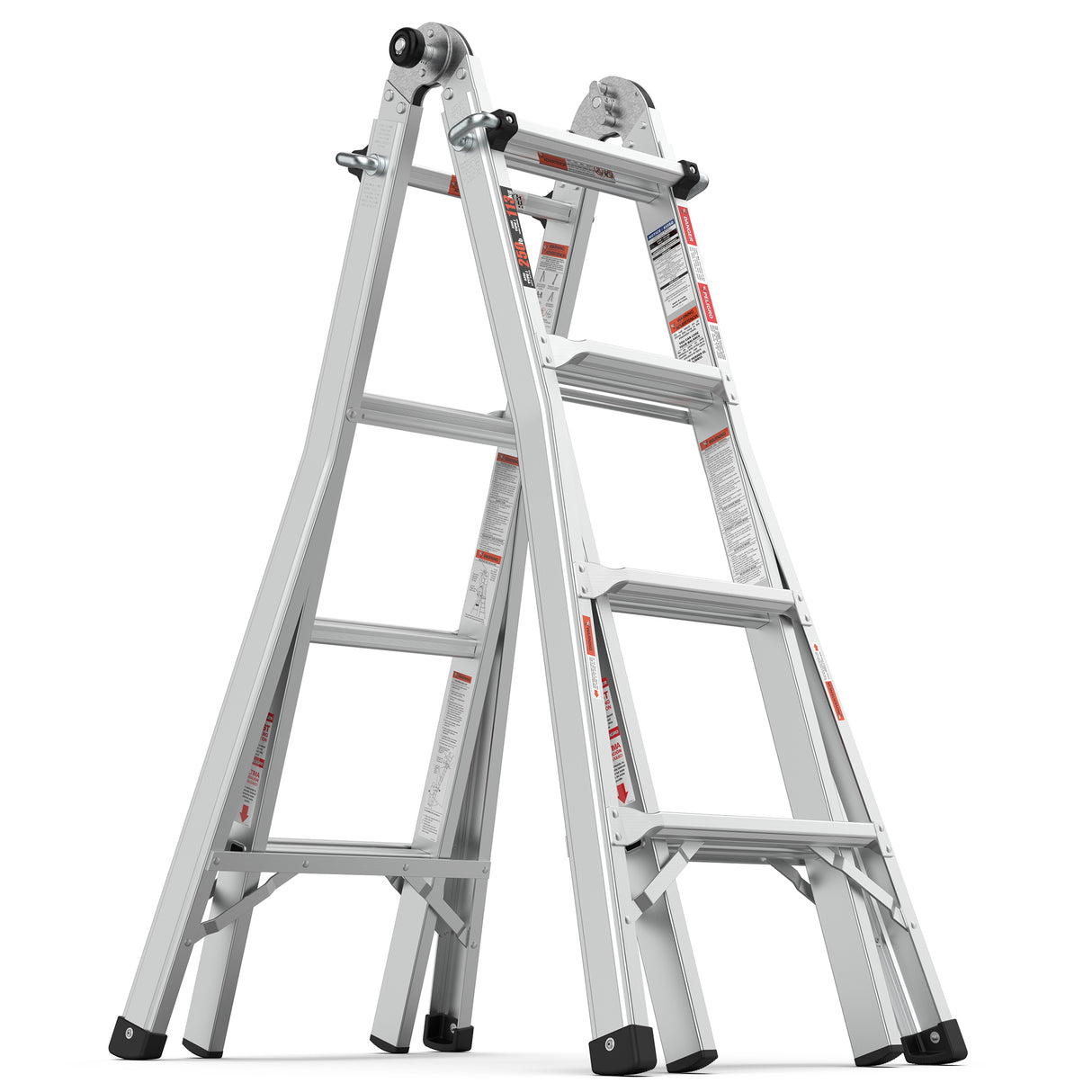 17ft Multi-Position Foldable Aluminum Ladder A-Frame and Straight Ladder ANSI 250lbs--Grey