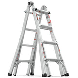 17ft Multi-Position Foldable Aluminum Ladder A-Frame and Straight Ladder ANSI 250lbs--Grey