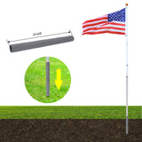16FT Telescopic Sectional Flag Pole Kit Extra Thick Heavy Duty Aluminum Inground with Topper Balls