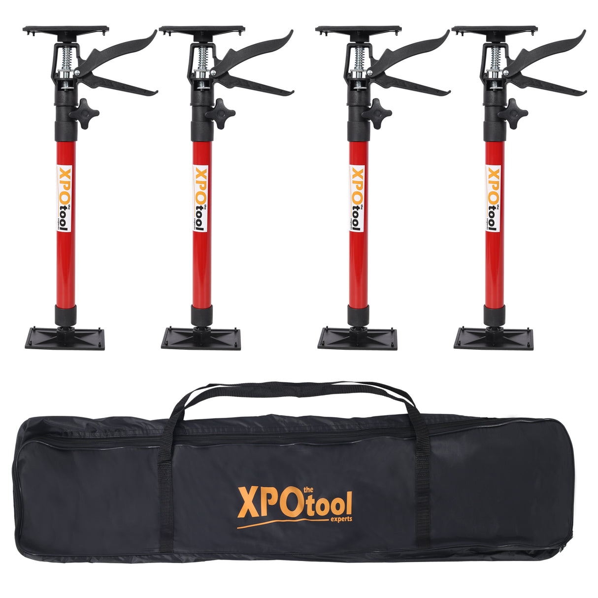 4 Pack Adjustable Support Pole Steel 3rd Hand Support System Extends from 20 to 45 Inch with Carry Bag--Red