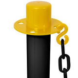 6 Pack Traffic Delineator Post Cones with Fillable Base Adjustable Safety Barrier with 5Ft Plastic Chain--Yellow+Black
