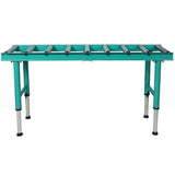 9 Roll Heavy Duty Adjustable Height Length Conveyor Roller Stand 440 lbs. Weight Capacity - Green - Fab Heavy Parts