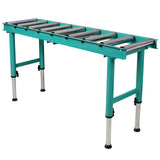 9 Roll Heavy Duty Adjustable Height Length Conveyor Roller Stand 440 lbs. Weight Capacity - Green - Fab Heavy Parts