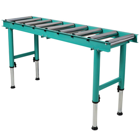 9 Roll Heavy Duty Adjustable Height Length Conveyor Roller Stand 440 lbs. Weight Capacity - Green - Fab Heavy Parts