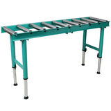 9 Roll Heavy Duty Adjustable Height Length Conveyor Roller Stand 440 lbs. Weight Capacity - Green - Fab Heavy Parts
