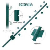 4Feet 10Pack Heavy Duty Metal Fence Post with U-Channel Steel U-Post for Holding Garden Wire Corner Anchor--Green