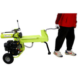 Log Splitter Portable 20 Ton Auto Return Ram System 7HP Engine Horizontal Full Beam Steel Wedge Firewood Splitting Forestry Harvesting EPA Compliant--Green