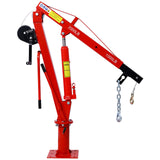 Hydraulic Pickup Truck Crane with Hand Winch Bed Hoist Jib 2000-Lb. Capacity Red