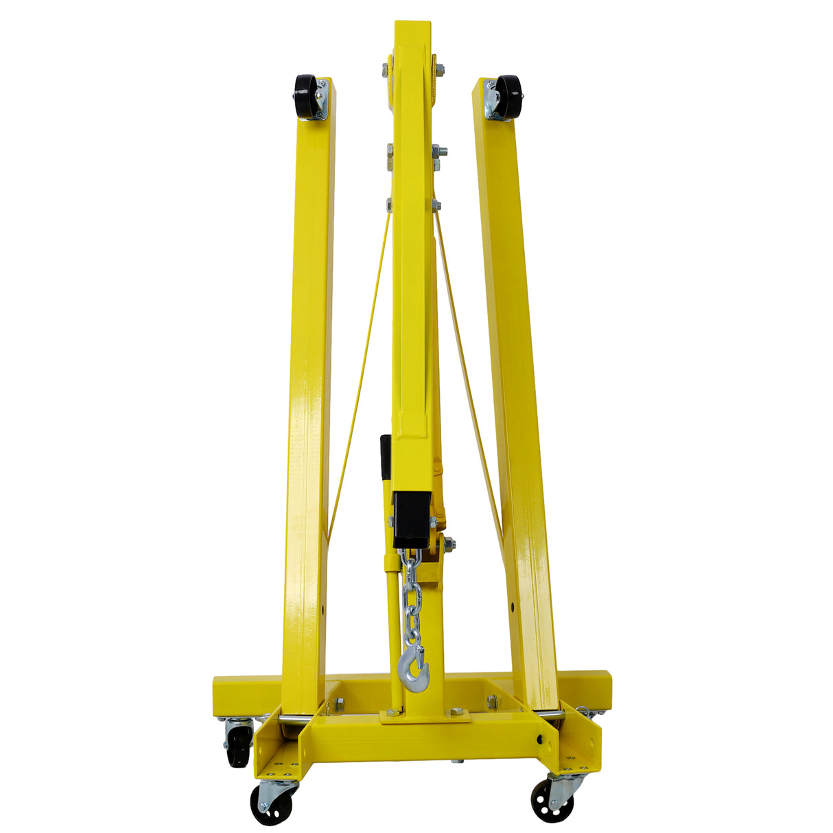 2 toneladas de motor plegable de piloto de cerezo taller de guarnición de grúas acero de servicio pesado con 6 ruedas de hierro-amarillo