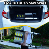 9.5 Foot Aluminum Button Telescopic Ladder with 2 Triangular Stabilizers and Hooks Multi - Purpose Max. 330 Pounds - Fab Heavy Parts