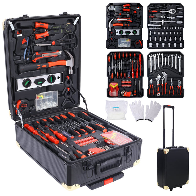 969pcs Home Repair Tool Set Kit Toolbox Storage Case with 4 Drawers Household Tool Kit with Rolling Tool Box - Fab Heavy Parts