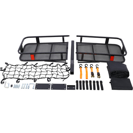 Hitch Mount Cargo Carrier Basket 60" X 21" X 6" with Waterproof Cargo Bag 56" X 20" X 20" 500 Lbs Capacity