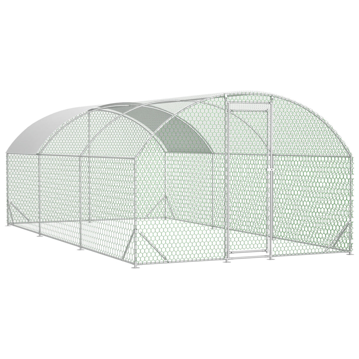 9.84' x 19.68' x 6.56' Large Dome Shaped Walk - in Chicken Coop Metal with Waterproof and Anti - UV Cover - Fab Heavy Parts