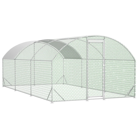 9.84' x 19.68' x 6.56' Large Dome Shaped Walk - in Chicken Coop Metal with Waterproof and Anti - UV Cover - Fab Heavy Parts