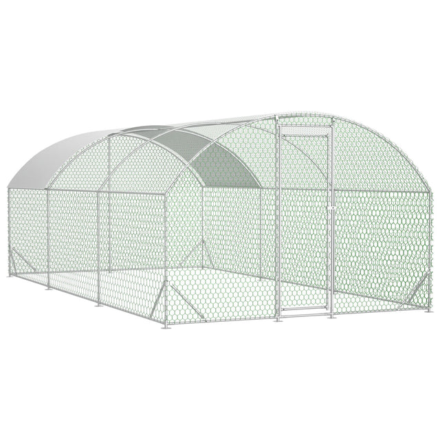 9.84' x 19.68' x 6.56' Large Dome Shaped Walk - in Chicken Coop Metal with Waterproof and Anti - UV Cover - Fab Heavy Parts
