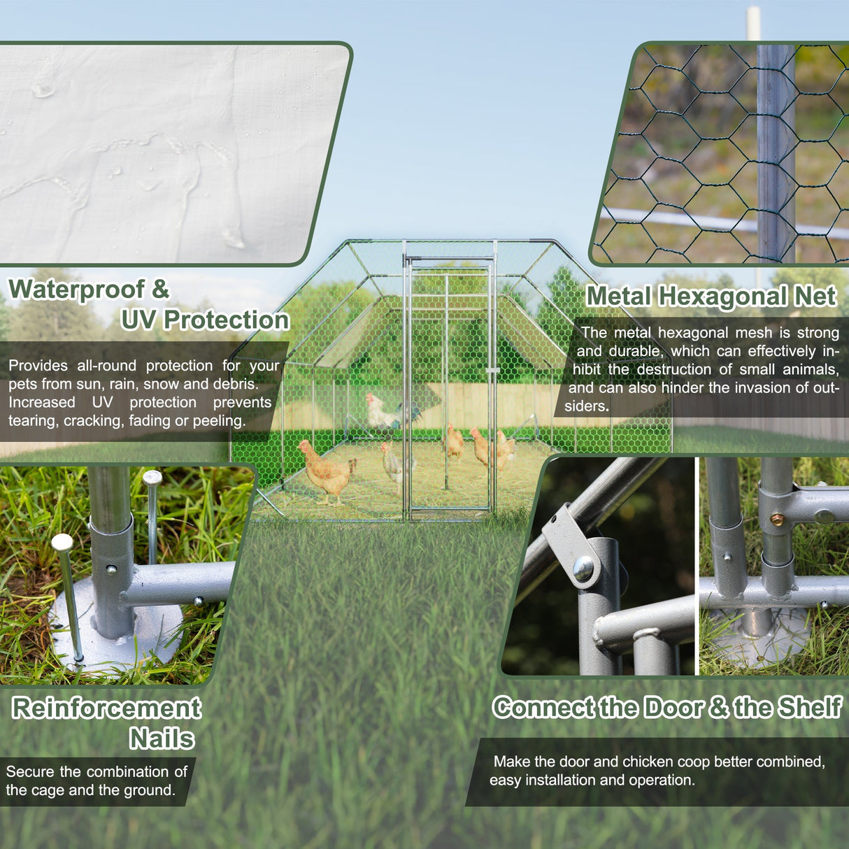 9.94 ft. x 25.68 ft. Galvanized Large Metal Walk in Chicken Coop - Fab Heavy Parts