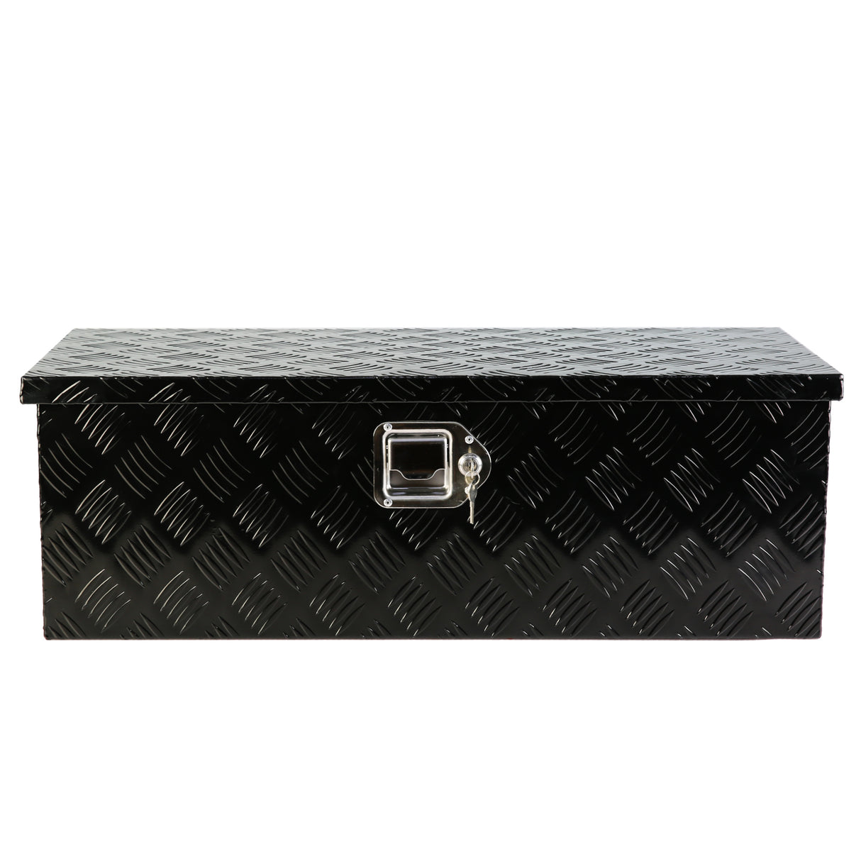 30 Inch Truck Box Heavy Duty Black Aluminum 5 Bar Tread Tool Long Box with Lock Keys 30.1"×12.8"×10.4"