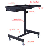 Adjustable Tear Down Work Table with Drawer (4) 2.5" Swivel Casters 220 Lbs Capacity Rubber Corners Heavy Duty Steel--Black