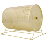 Raffle Drum Holds 10000 Tickets or 300 Ping Pong Balls Metal Lottery Spinning Drawing with Wooden Turning Handle 14.8 x Ø21.26 inch Brass Plated