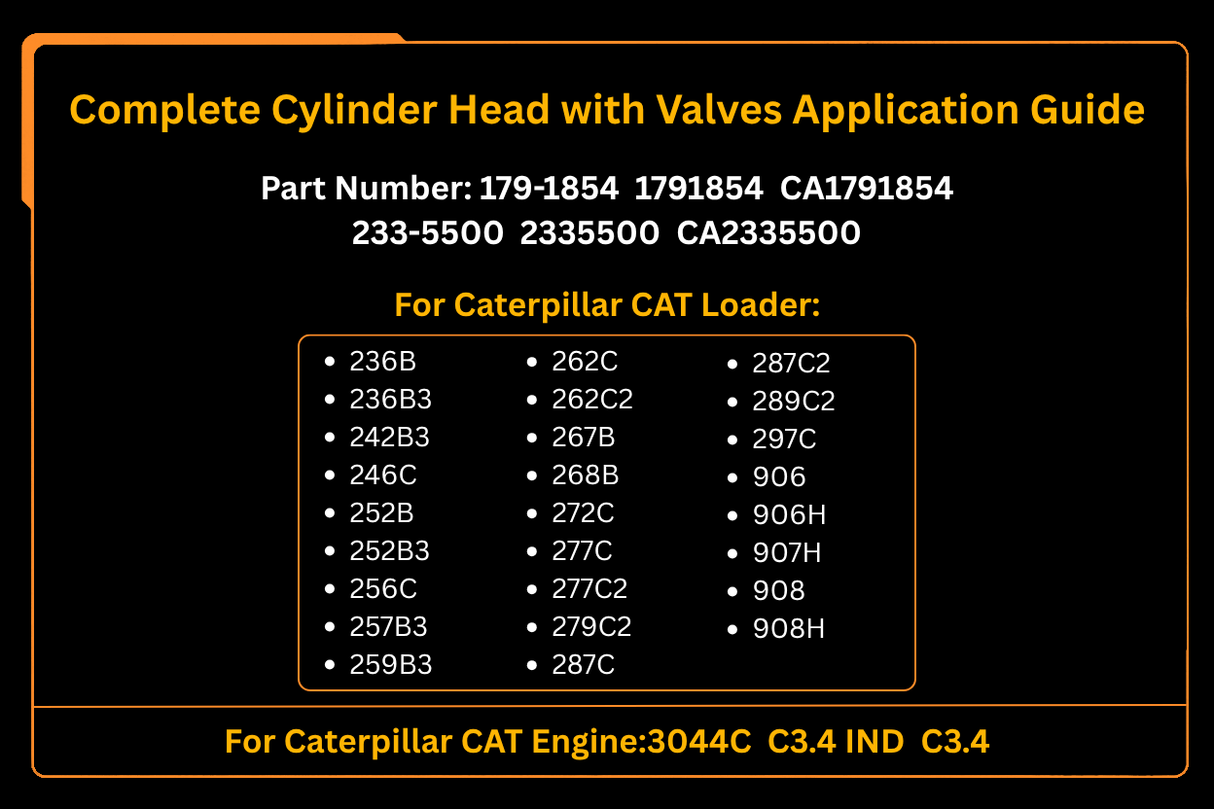 Engine 3044C C3.4 Complete Cylinder Head with Valves 179-1854 for Caterpillar CAT Loader 236B 246C 252B 252B3 256C 262C 267B 268B 272C 277C 287C 297C 906