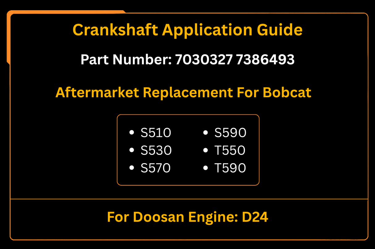 Crankshaft For Doosan D24 Engine 7030327 7386493 Aftermarket Replacement For Bobcat S510 S530 S570 S590 T550