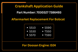 Crankshaft For Doosan D24 Engine 7030327 7386493 Aftermarket Replacement For Bobcat S510 S530 S570 S590 T550