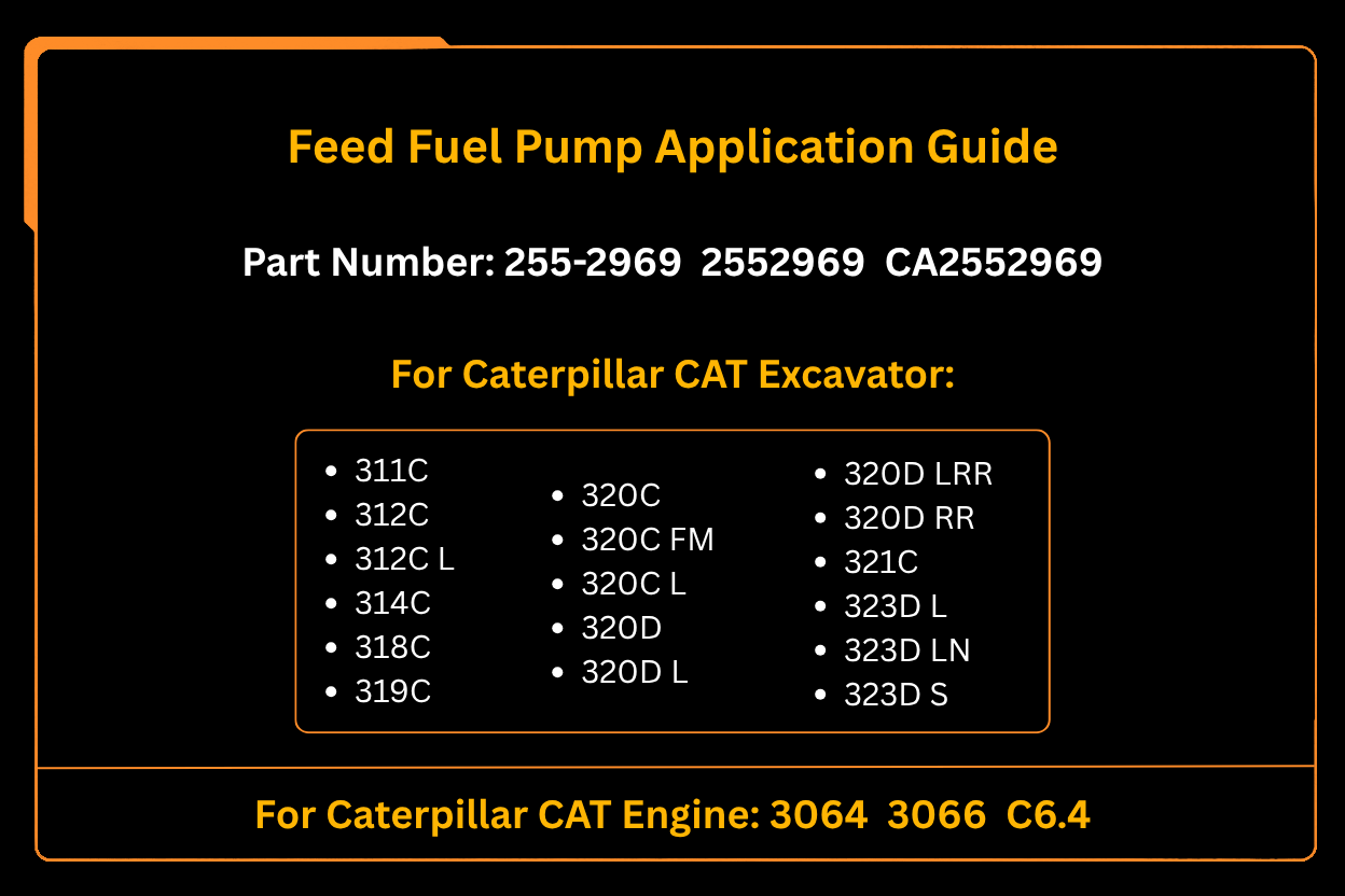 Feed Fuel Pump 255-2969 2552969 Fits for Caterpillar CAT Engine 3064 3066 C6.4 Excavator 311C 312C 318C 320C 321C