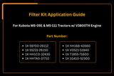 Kit de filtros compatible con Kubota M5-091 & Tractores M5-111 con motor V3800T4