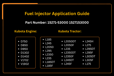 Fuel Injector 15271-53000 for Kubota D750 D850 D950 D1302 D1402 V1702 V1902 Kubota Tractor L185 L245 L2050 L295 L2350 L235