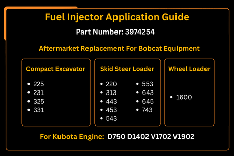 4 PCS Injetor de Combustível 3974254 para Motor Kubota D750 D1402 V1702 V1902 Substituição Aftermarket Para Bobcat 743 643 645 231 225 331 1600