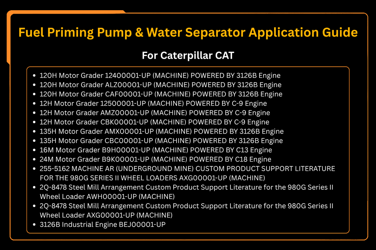 Fuel Priming Pump & Water Separator 190-8977 1908977 Fits for Caterpillar CAT 322C 325C 330C 330D 570B 580B 627G 637G 730 770 772