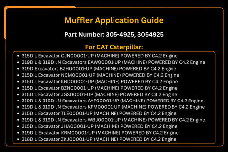 Muffler 305-4925 3054925 passer for kattes larve 315d 315dl 318d 319d 319dl 318dl