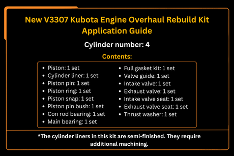 Nuovo kit di ricostruzione del motore V3307 Kubota