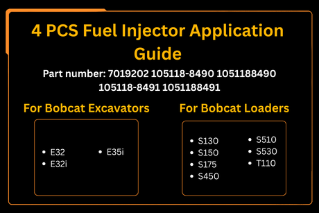4 PCS Fuel Injector 7019202 Aftermarket Replacement For Bobcat S130 S150 S175 S450 S510 S530 T110 E32