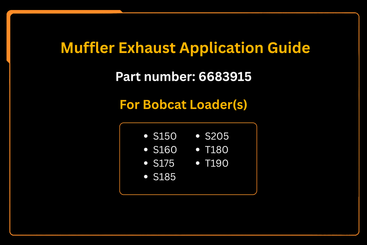 6683915, Muffler Exhaust Aftermarket Replacement For Bobcat Loader S150, S160, S175, S185, S205, T180, T190