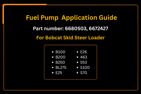Fuel Pump 6680503 6672427 Aftermarket Replacement For Bobcat B100 B200 B250 BL275 E25 E26 463 553 S100 S70 Skid Steer Loader