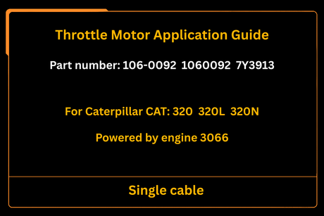 106-0092 1060092 7Y3913 Throttle Motor Fits for Caterpillar CAT 320L 320 Excavator