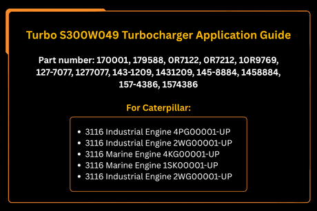 Turbo S300W049 Turbolader 157-4386 1574386 10R-9769 10R9769 1431209 143-1209 1458884 145-8884 Geschikt voor Caterpillar-motor 3116