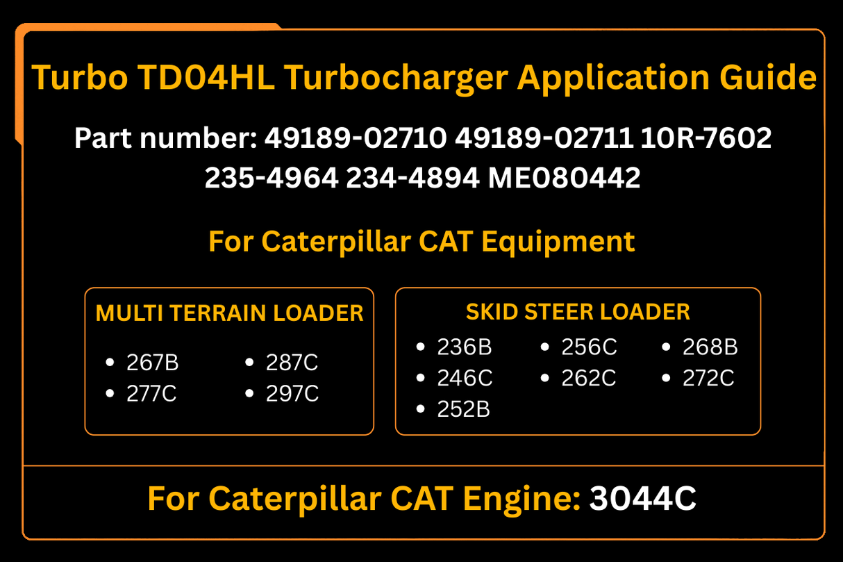 Turbocompresseur 235-4964 2354964, adapté au chargeur Caterpillar 267B 277 287 297C 246B, moteur 3044C
