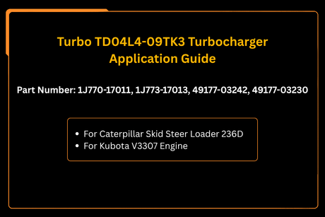 Turbo TD04L4-09TK3 Turbocompressore 1J773-17013 49177-03242 per Caterpillar Skid Steer Loader 236D per motore Kubota V3307